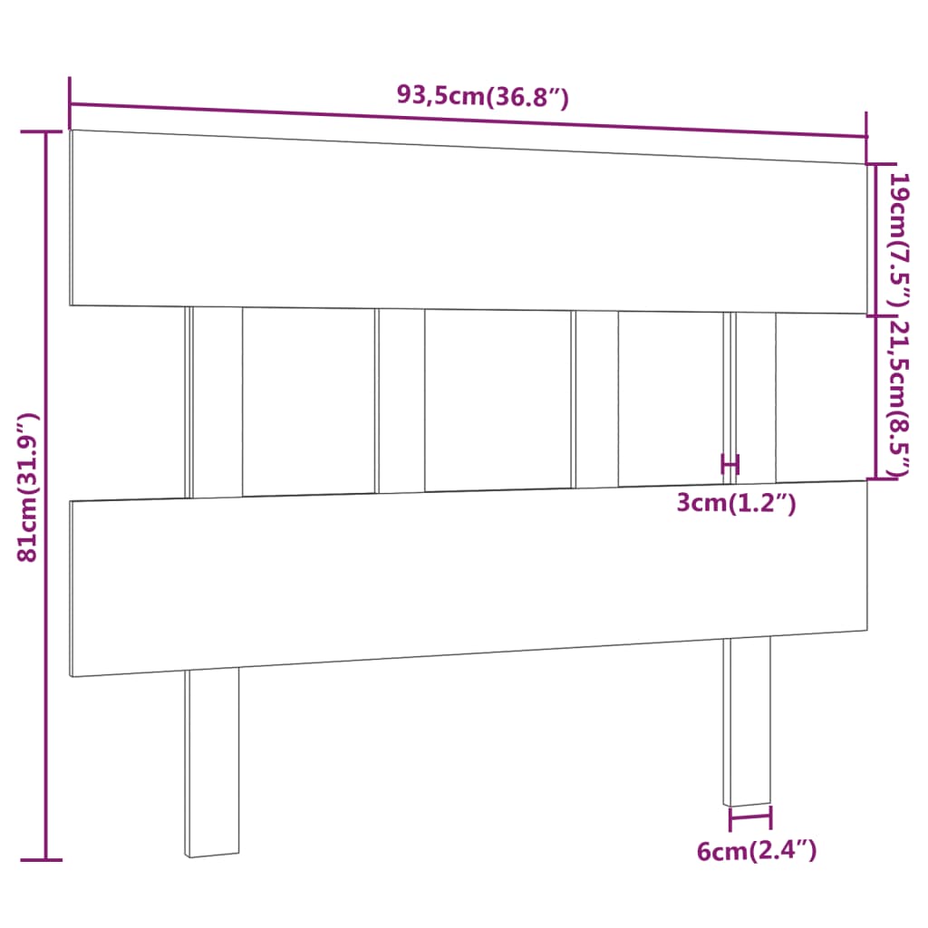 Hoofdbord 93,5X3X81 Cm Massief Grenenhout Honingbruin