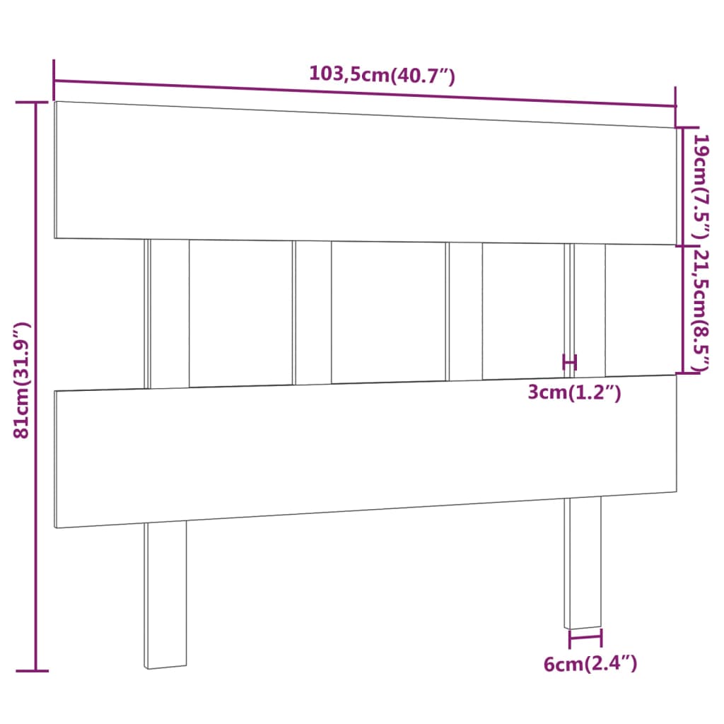Hoofdbord 103,5X3X81 Cm Massief Grenenhout Honingbruin