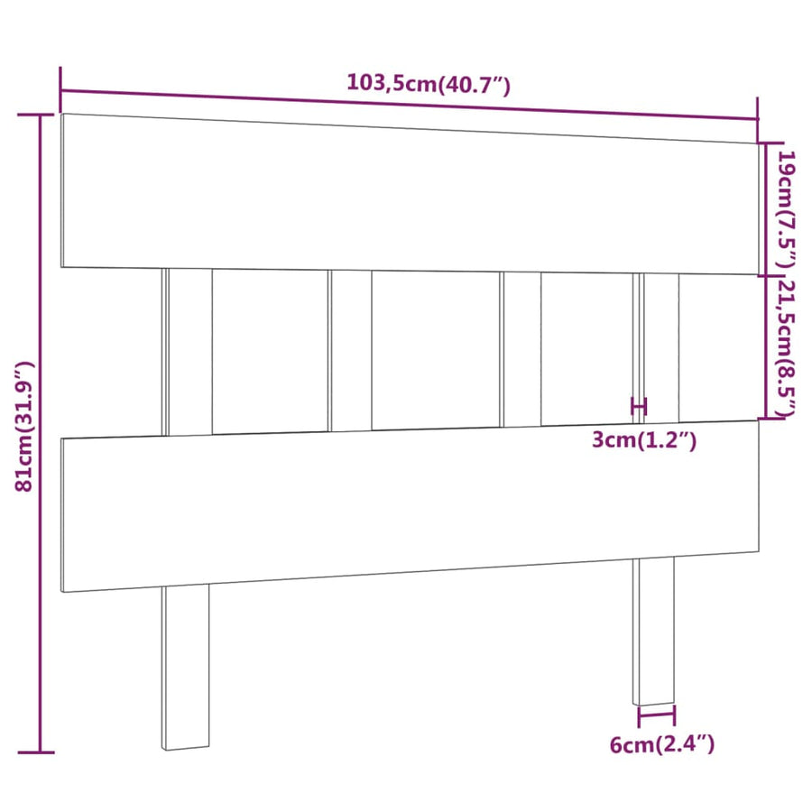 Hoofdbord 103,5X3X81 Cm Massief Grenenhout Honingbruin
