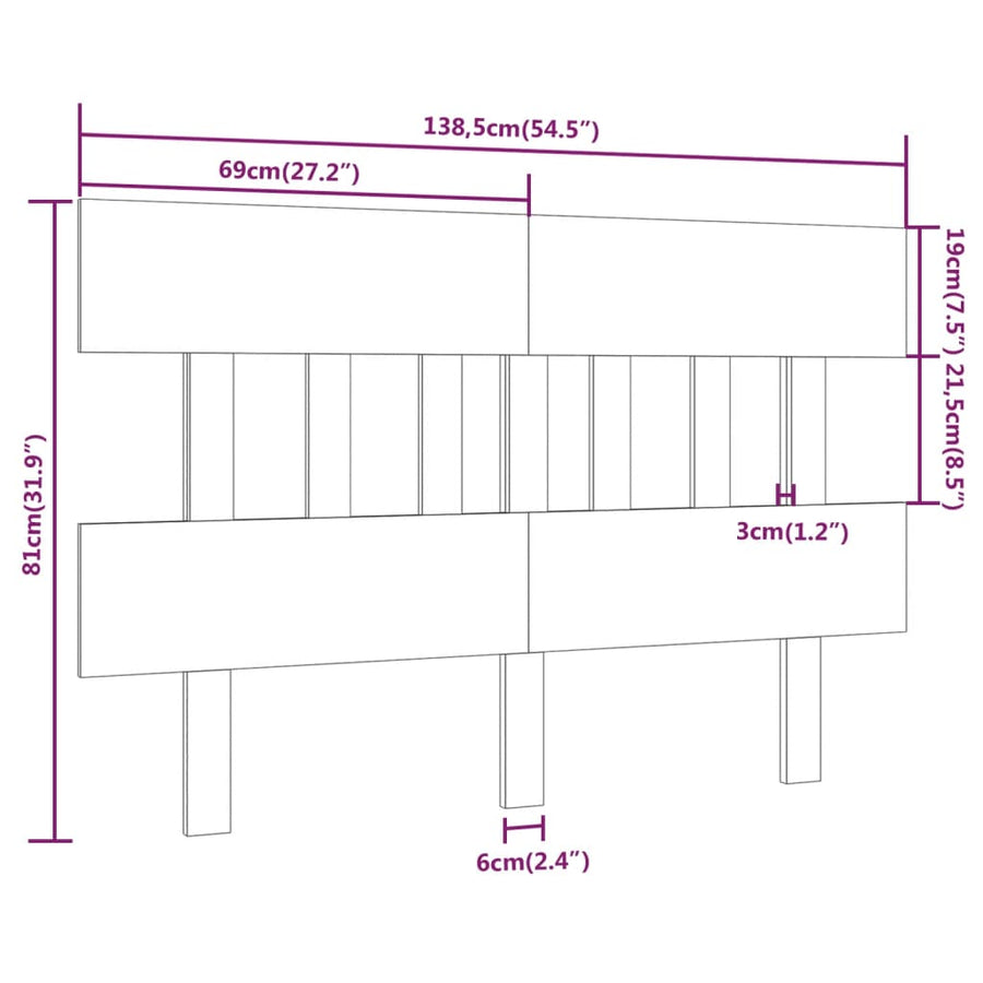 Hoofdbord 138,5X3X81 Cm Massief Grenenhout Honingbruin