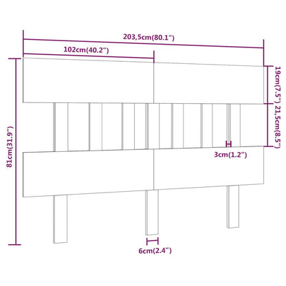 Hoofdbord 203,5X3X81 Cm Massief Grenenhout Honingbruin
