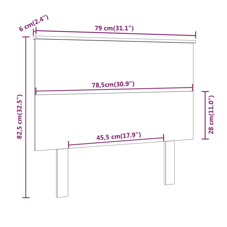 Hoofdbord 79X6X82,5 Cm Massief Grenenhout 79 x 82.5 cm Honingbruin
