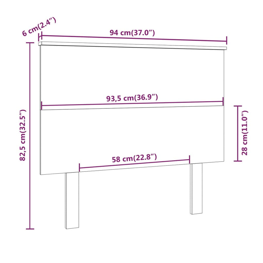 Hoofdbord 94X6X82,5 Cm Massief Grenenhout 94 x 82.5 cm Honingbruin