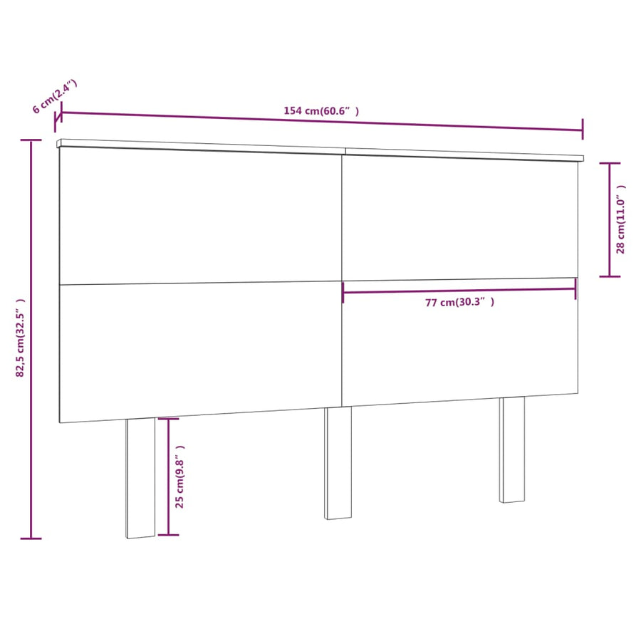 Hoofdbord 54X6X82,5 Cm Massief Grenenhout 154 x 82.5 cm Naturel