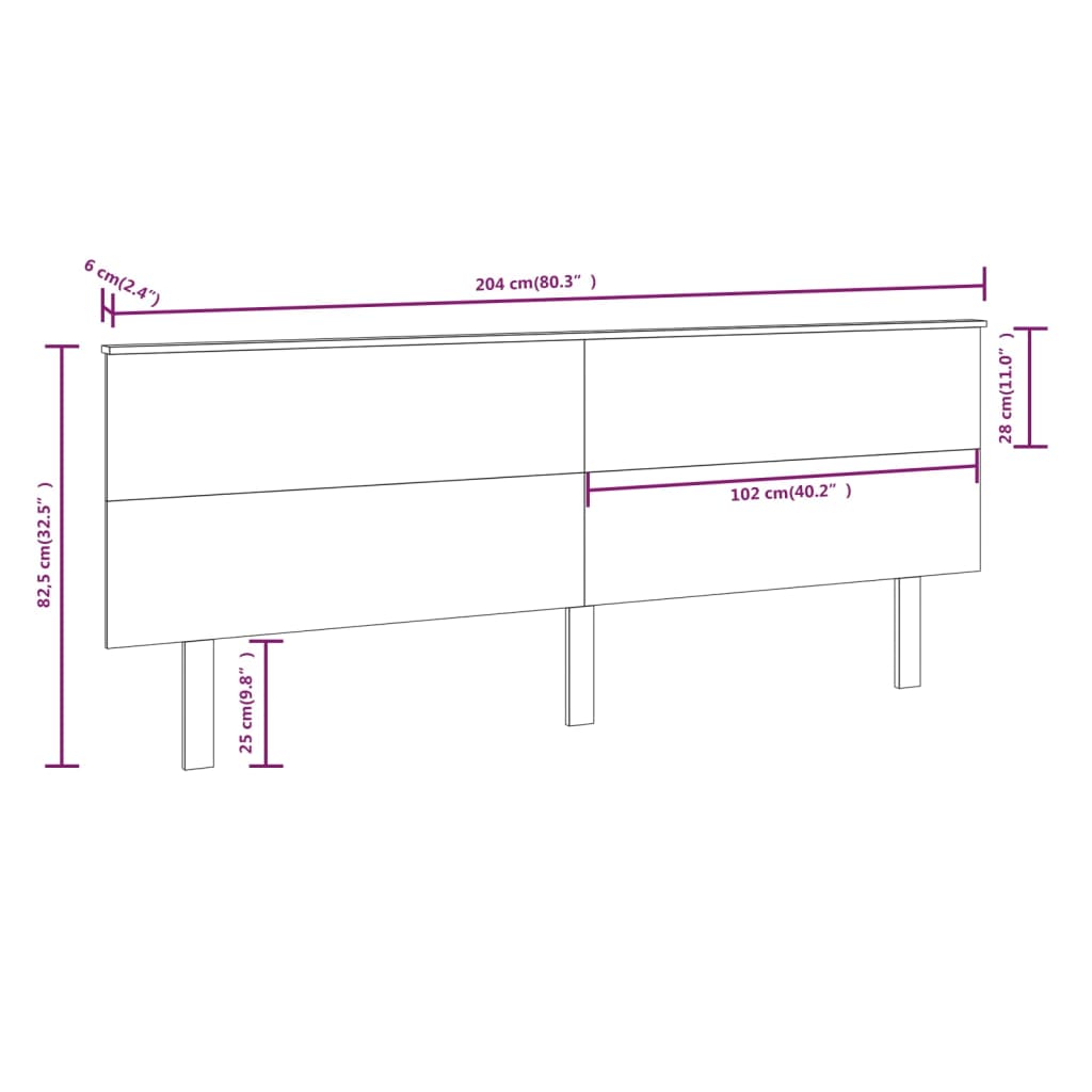 Hoofdbord 204X6X82,5 Cm Massief Grenenhout 204 x 82.5 cm Naturel