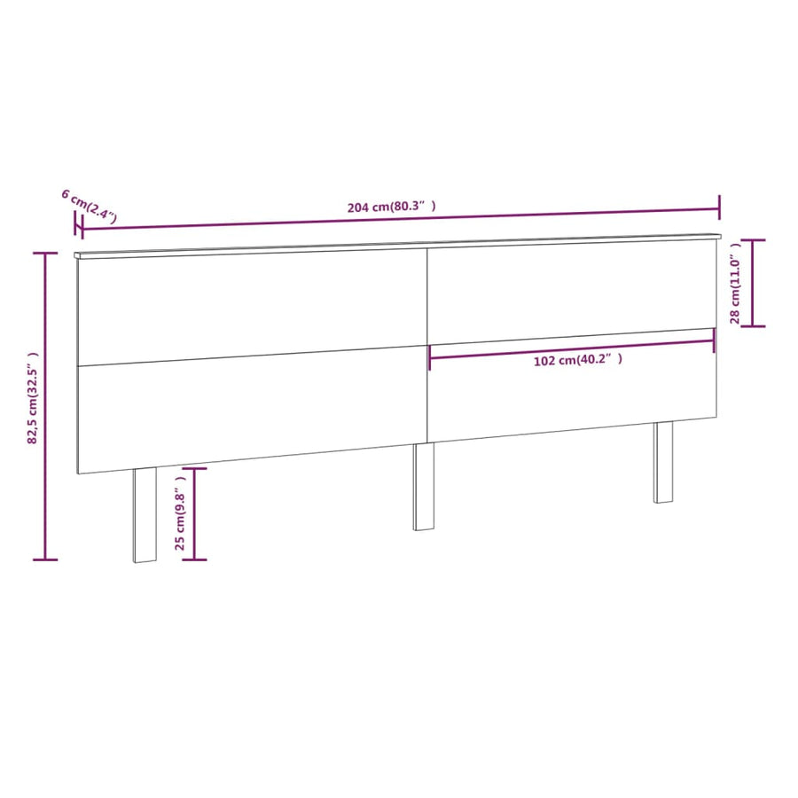 Hoofdbord 204X6X82,5 Cm Massief Grenenhout 204 x 82.5 cm Naturel