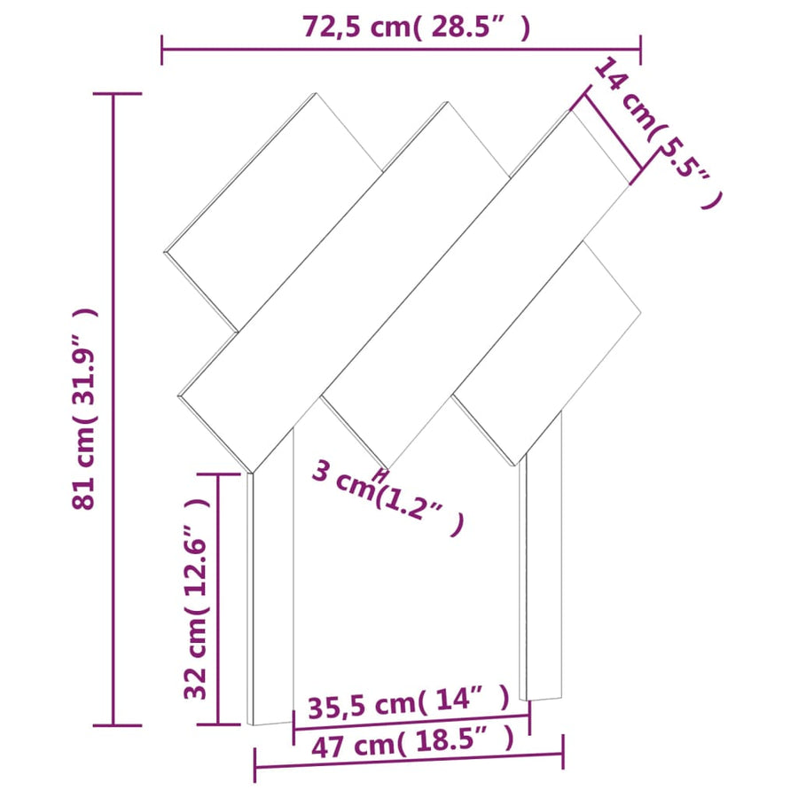 Hoofdbord 72,5X3X81 Cm Massief Grenenhout Grijs