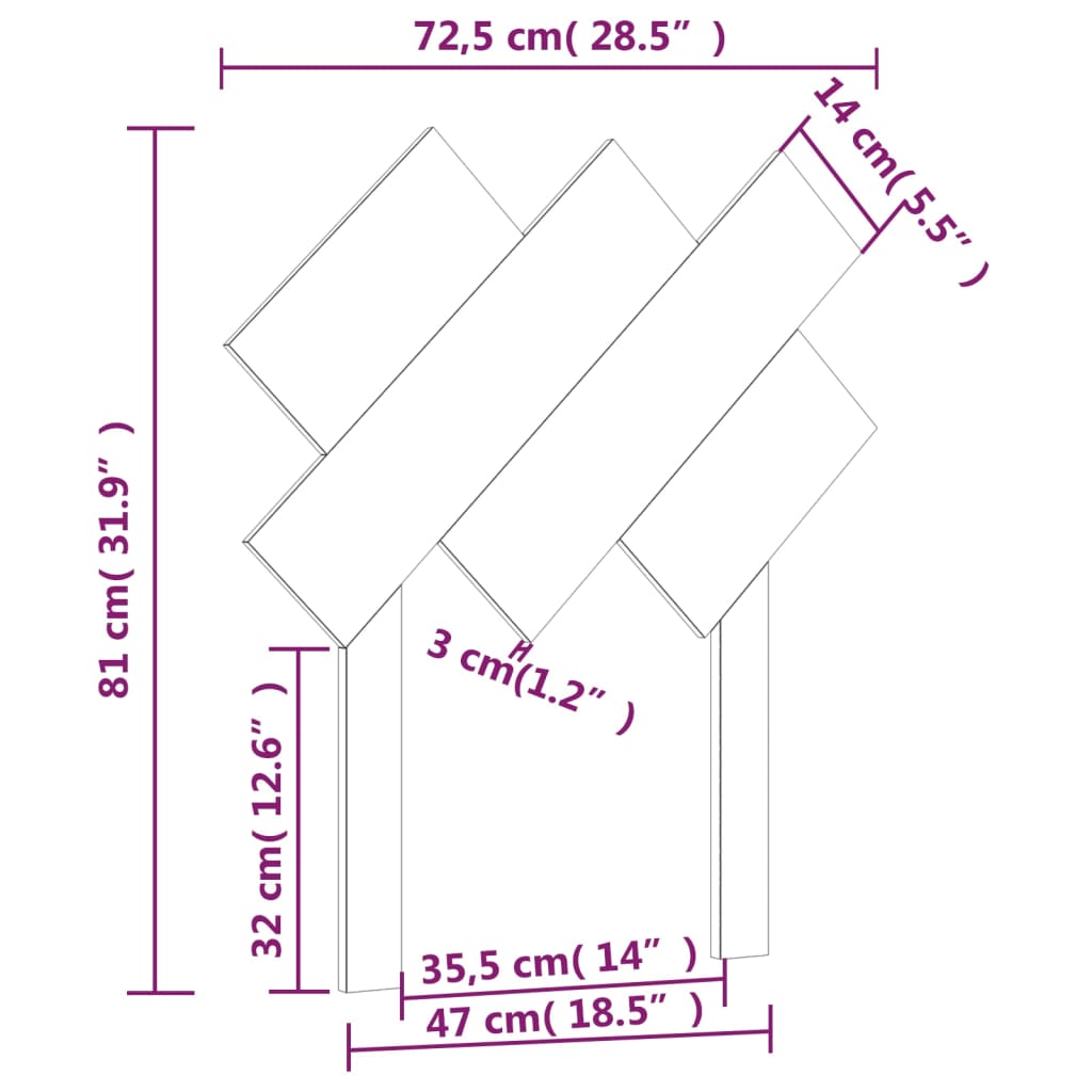 Hoofdbord 72,5X3X81 Cm Massief Grenenhout Honingbruin