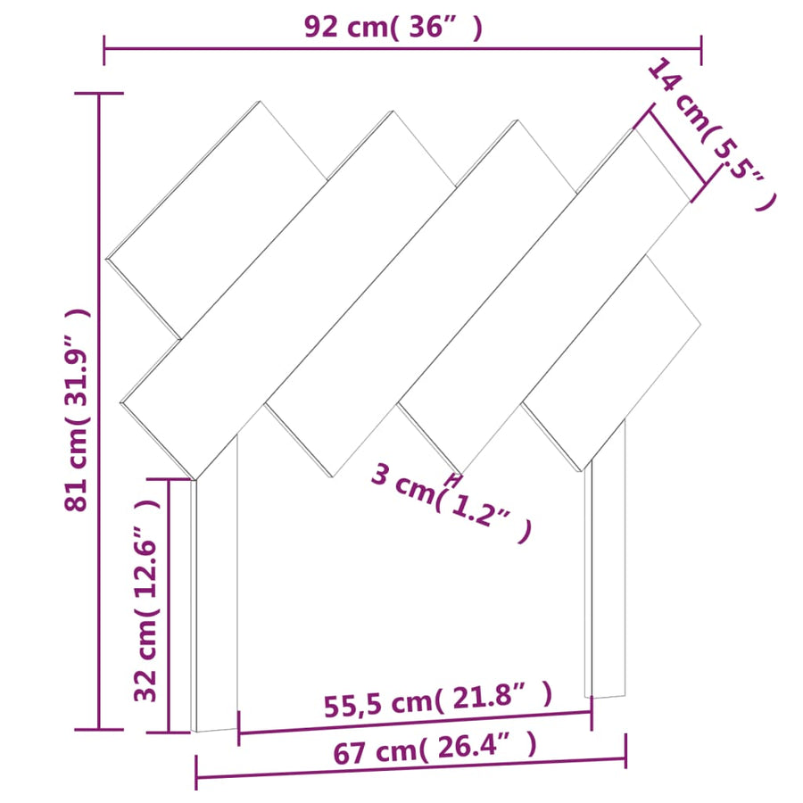 Hoofdbord 92X3X81 Cm Massief Grenenhout