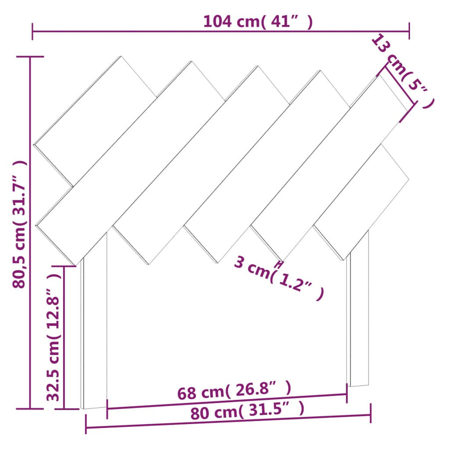 Hoofdbord 104X3X80,5 Cm Massief Grenenhout Grijs