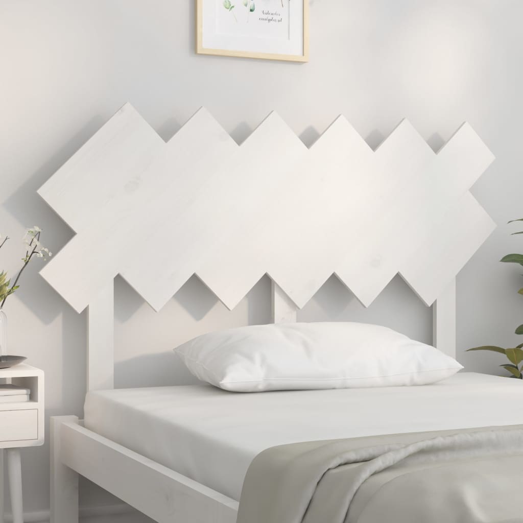 Hoofdbord 122,5X3X80,5 Cm Massief Grenenhout Wit
