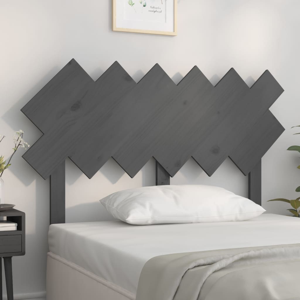 Hoofdbord 122,5X3X80,5 Cm Massief Grenenhout Grijs