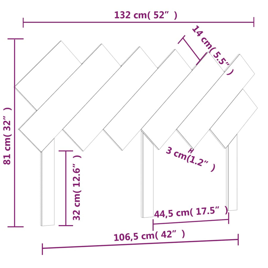 Hoofdbord 132X3X81 Cm Massief Grenenhout