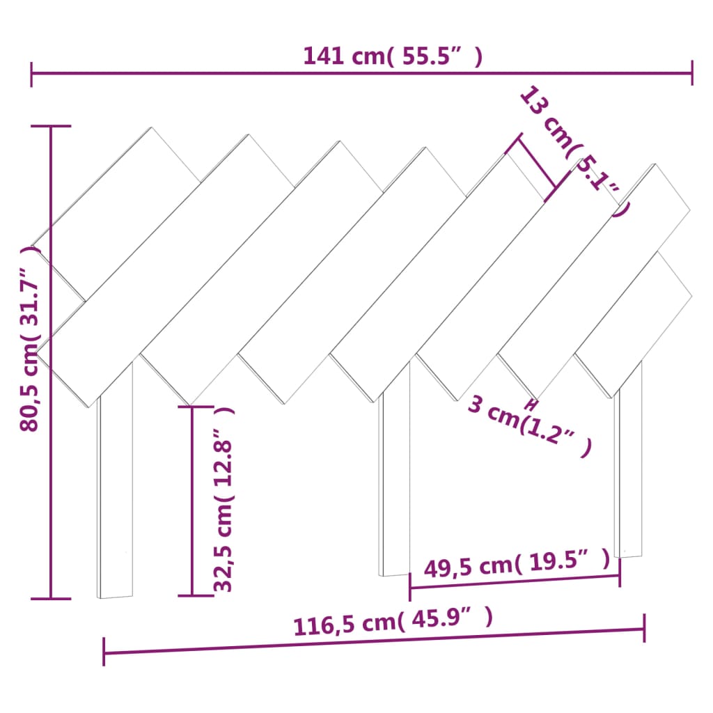 Hoofdbord 141X3X80,5 Cm Massief Grenenhout Grijs
