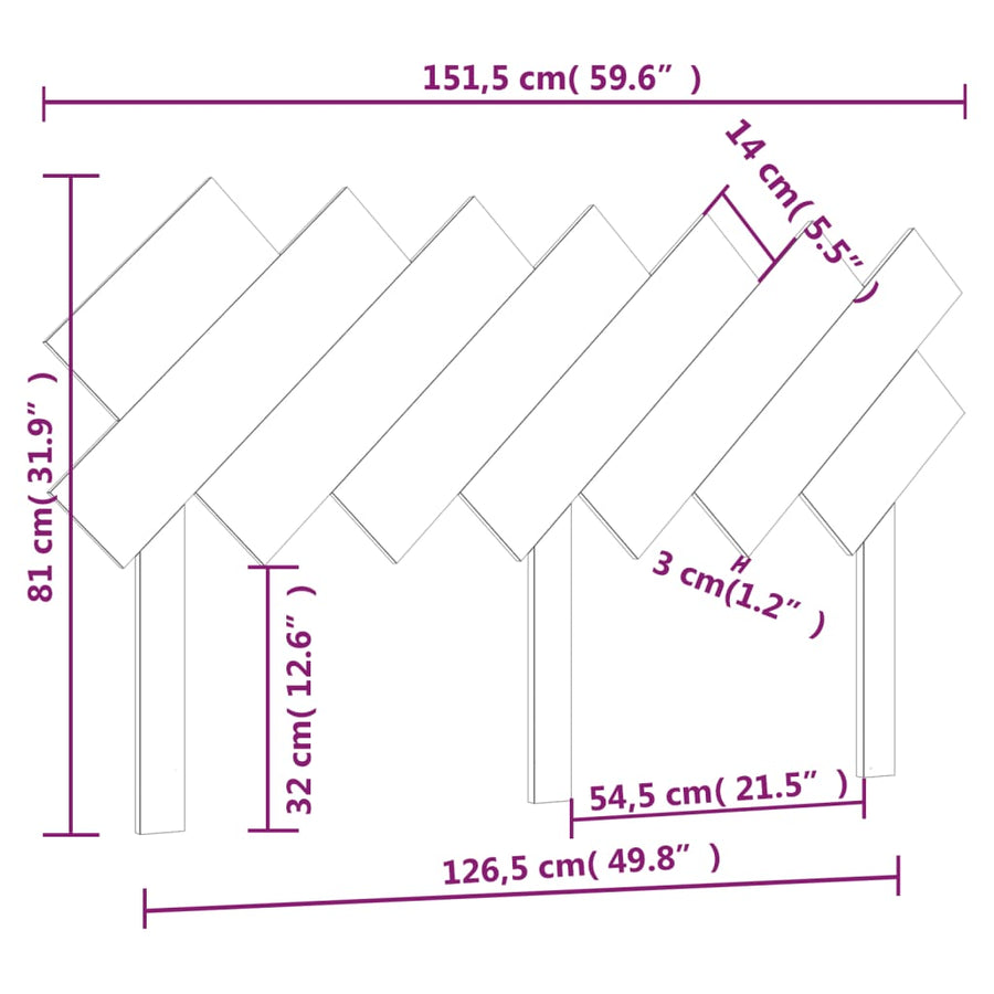 Hoofdbord 151,5X3X81 Cm Massief Grenenhout Honingbruin