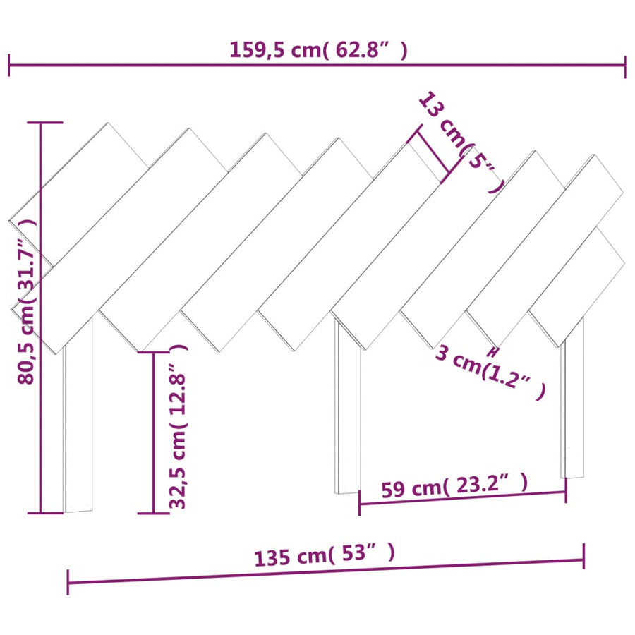 Hoofdbord 159,5X3X80,5 Cm Massief Grenenhout