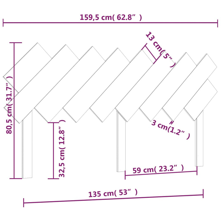 Hoofdbord 159,5X3X80,5 Cm Massief Grenenhout Wit