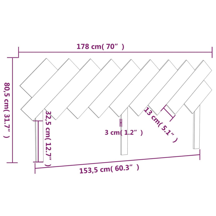 Hoofdbord 178X3X80,5 Cm Massief Grenenhout