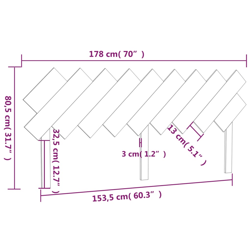 Hoofdbord 178X3X80,5 Cm Massief Grenenhout Wit
