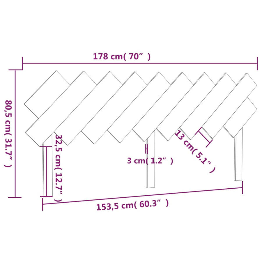 Hoofdbord 178X3X80,5 Cm Massief Grenenhout Wit