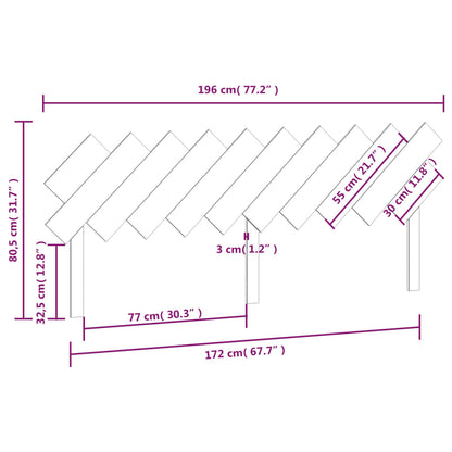 Hoofdbord 196X3X80,5 Cm Massief Grenenhout Wit