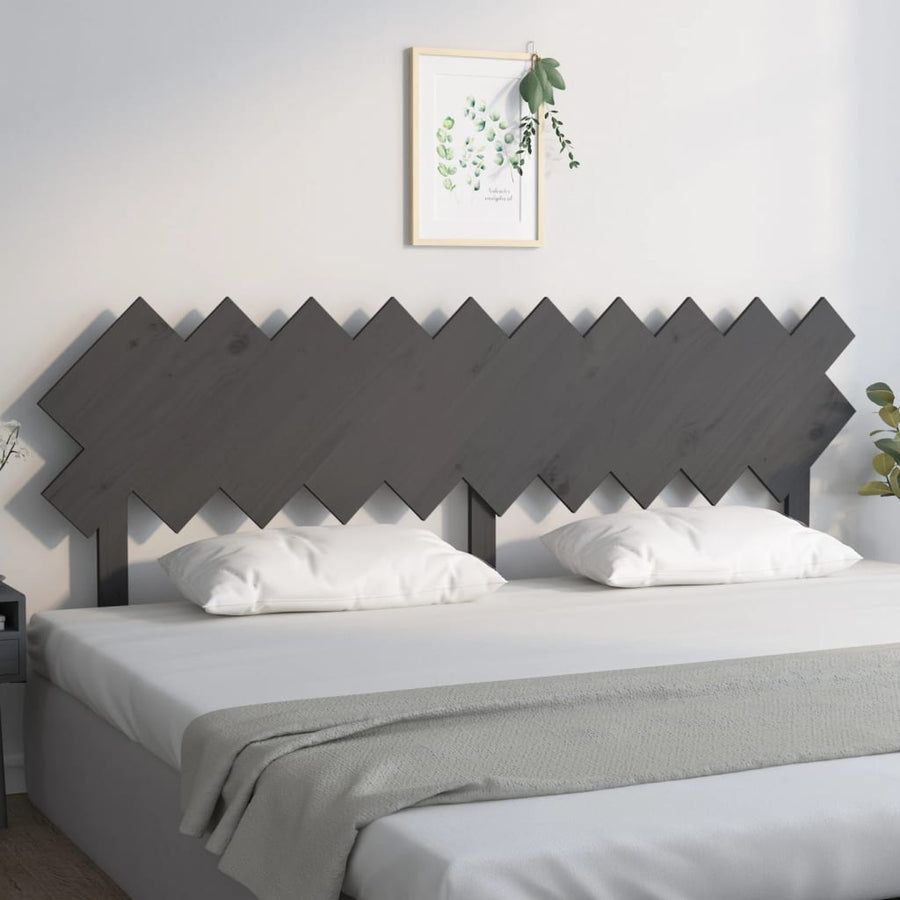 Hoofdbord 196X3X80,5 Cm Massief Grenenhout Grijs