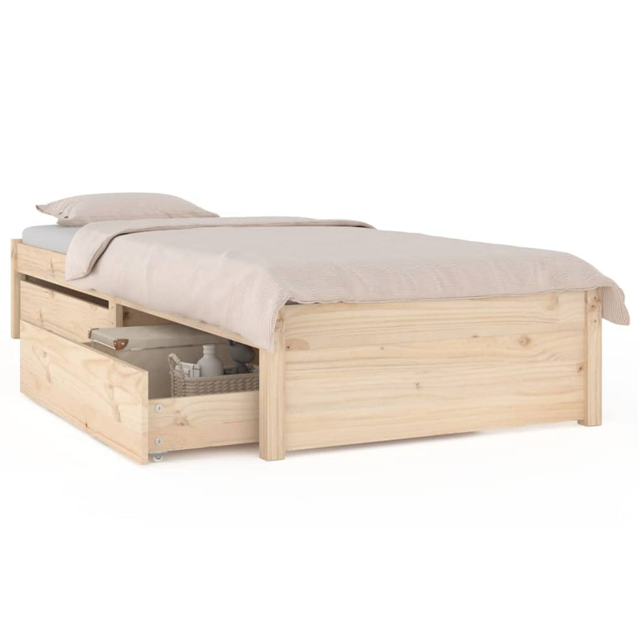 Bedframe Met Lades 2Ft6 Small Single 75 x 190 cm Naturel