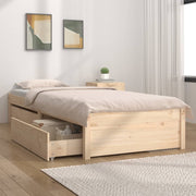 Bedframe 75x190 cm massief grenenhout met lades