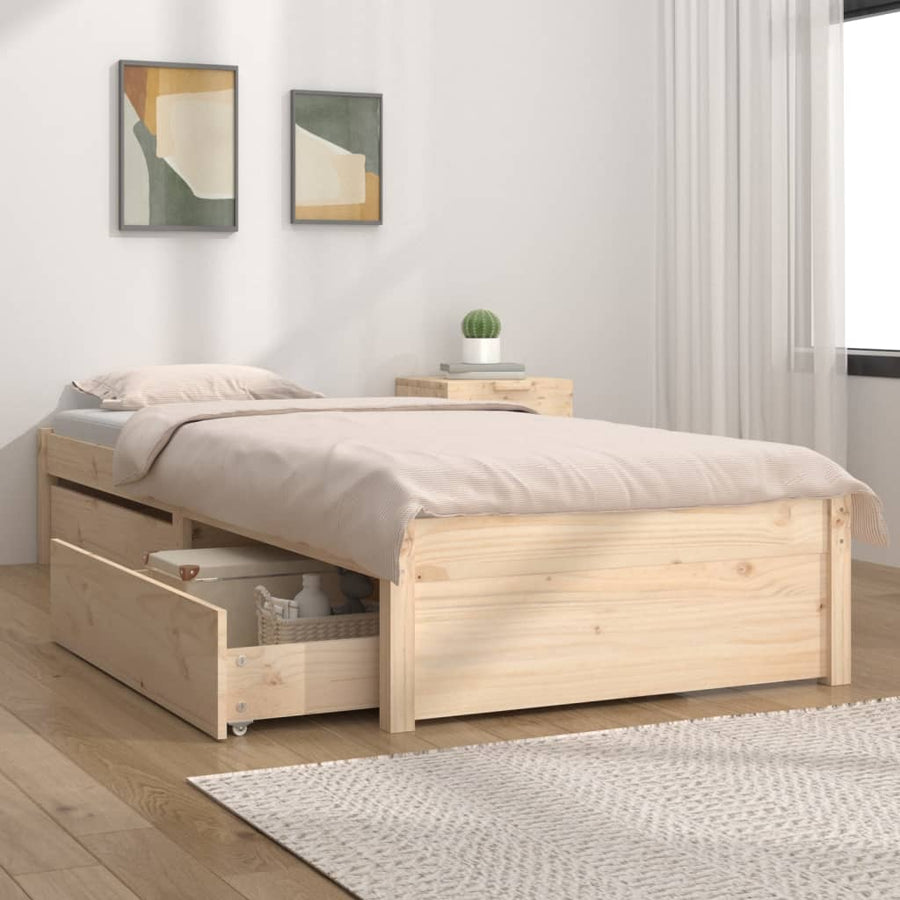 Bedframe Met Lades 2Ft6 Small Single 75 x 190 cm Naturel