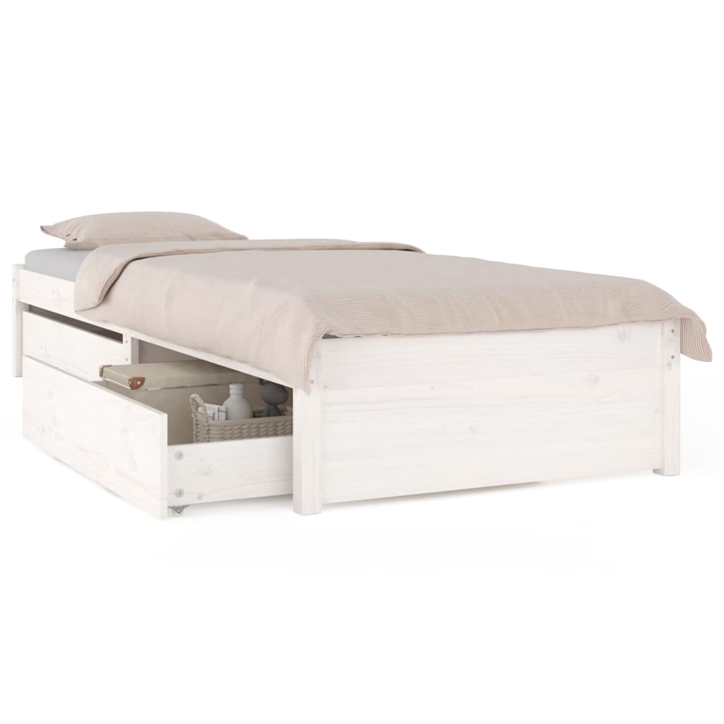 Bedframe Met Lades Small Single 75 x 190 cm Wit