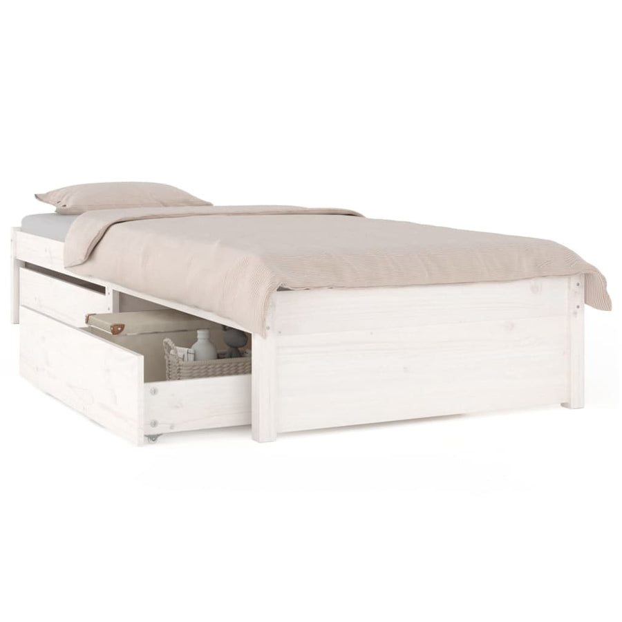 Bedframe Met Lades Small Single 75 x 190 cm Wit