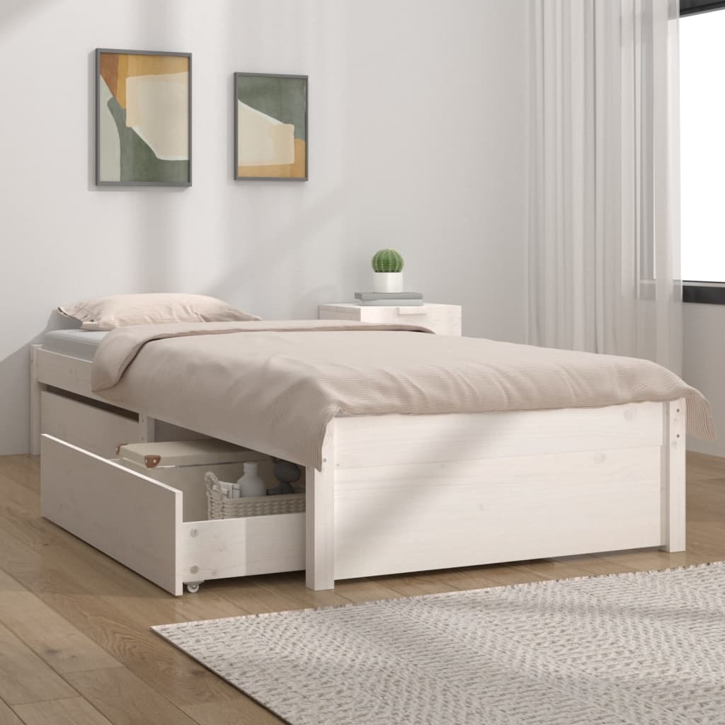 Bedframe Met Lades Small Single 75 x 190 cm Wit