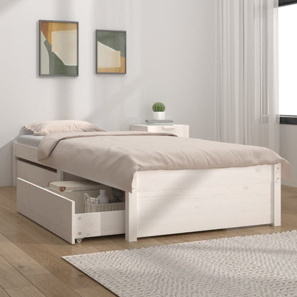 Bedframe Met Lades Small Single 75 x 190 cm Wit