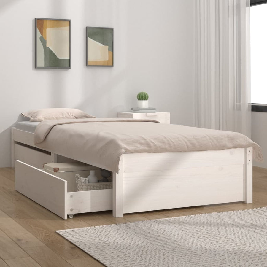 Bedframe Met Lades Small Single 75 x 190 cm Wit