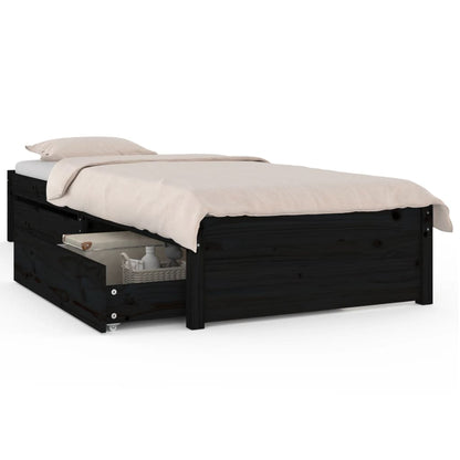 Bedframe met lades zwart 90x190 cm