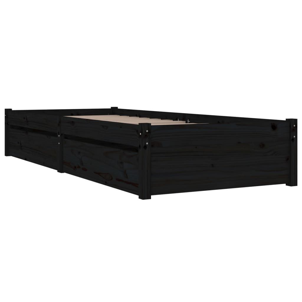 Bedframe met lades zwart 90x190 cm