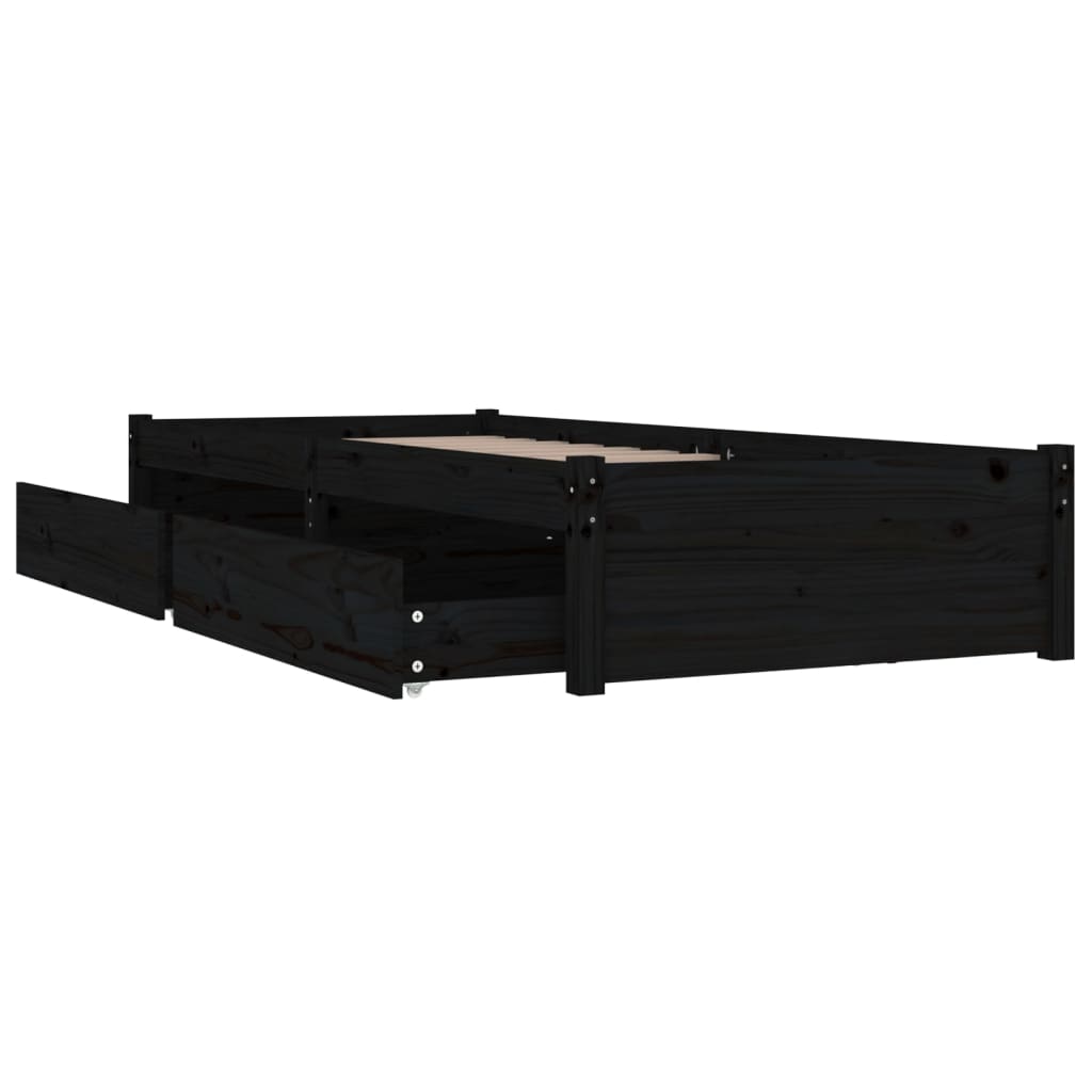 Bedframe met lades zwart 90x190 cm