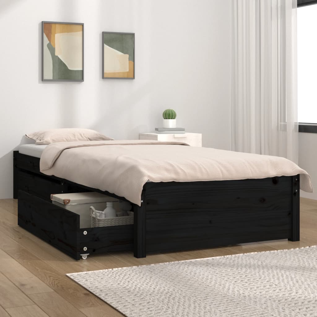 Bedframe met lades zwart 90x190 cm