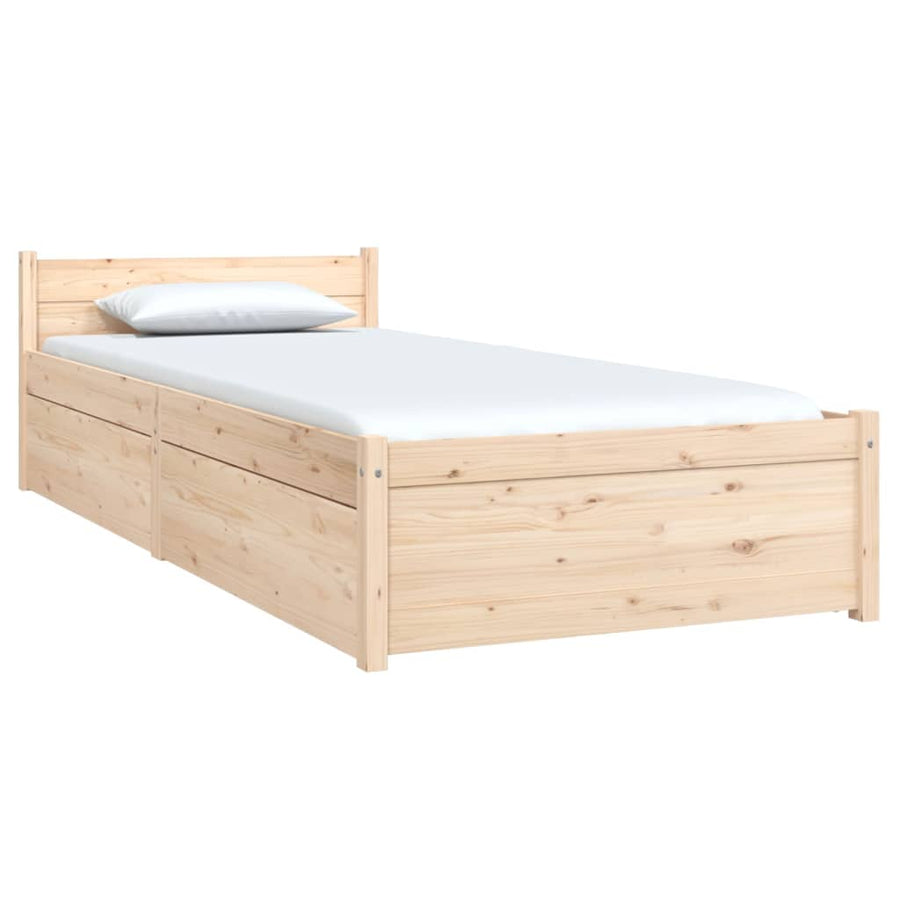 Bedframe Met Lades 2Ft6 Small Single 75 x 190 cm Naturel