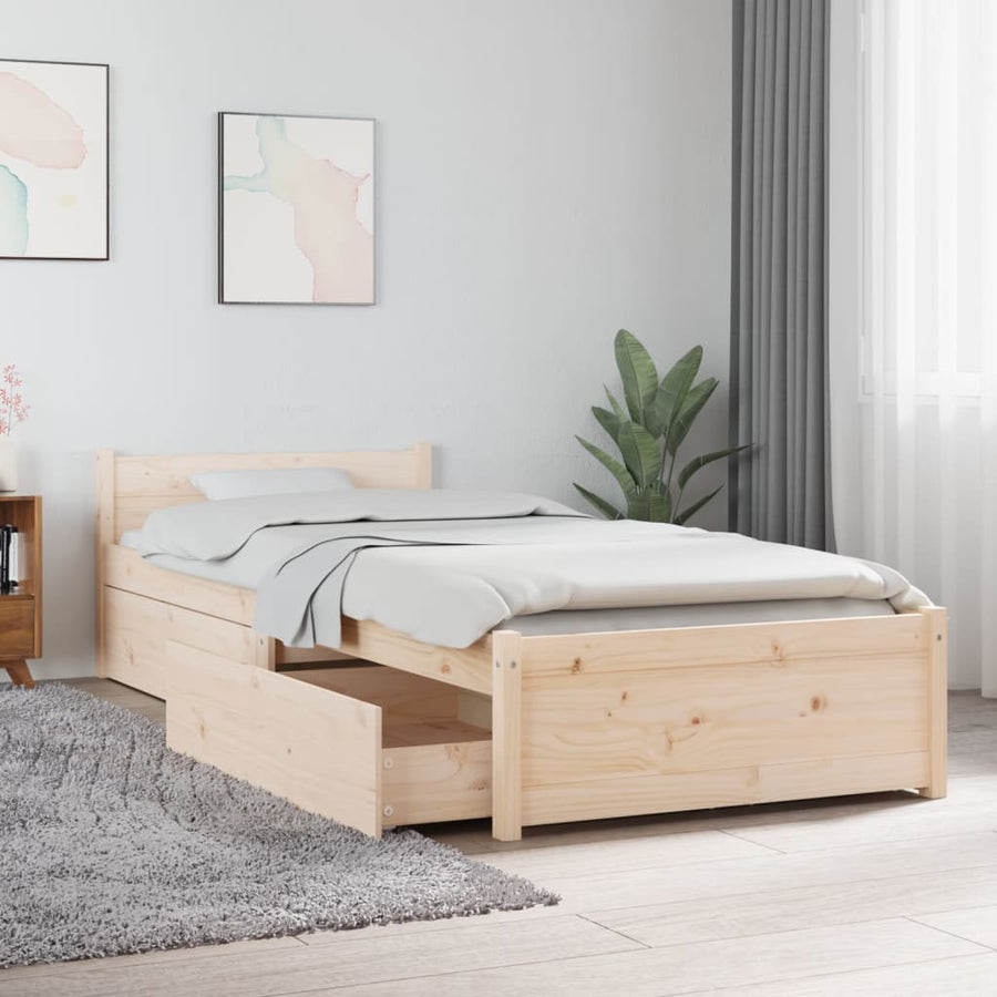 Bedframe Met Lades 2Ft6 Small Single 75 x 190 cm Naturel