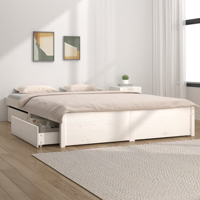 Bedframe Met Lades Wit 160X200 Cm