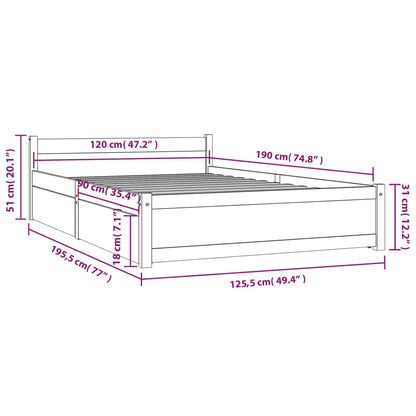 Bedframe Met Lades 120 x 190 cm Wit