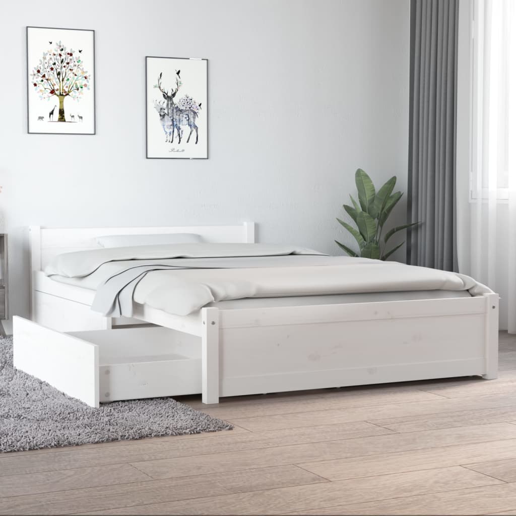 Bedframe Met Lades 120 x 190 cm Wit