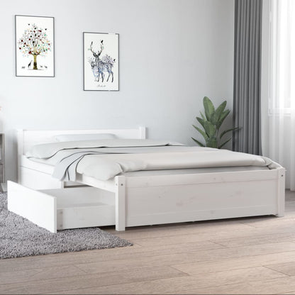 Bedframe Met Lades 120 x 190 cm Wit