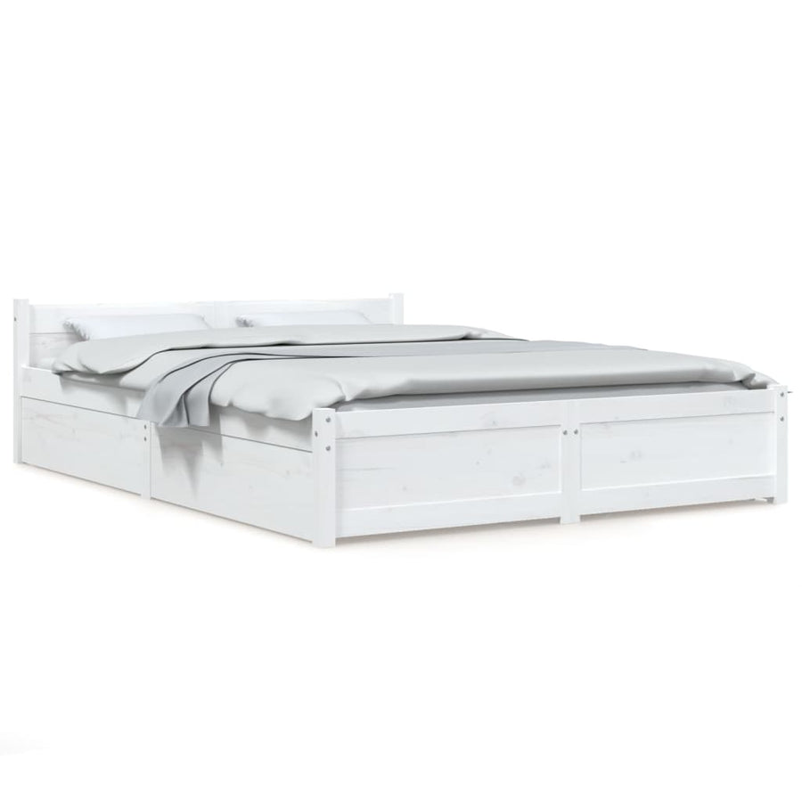 Bedframe Met Lades 4Ft6 Double 135 x 190 cm Wit