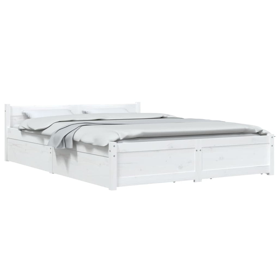 Bedframe Met Lades 4Ft6 Double 135 x 190 cm Wit
