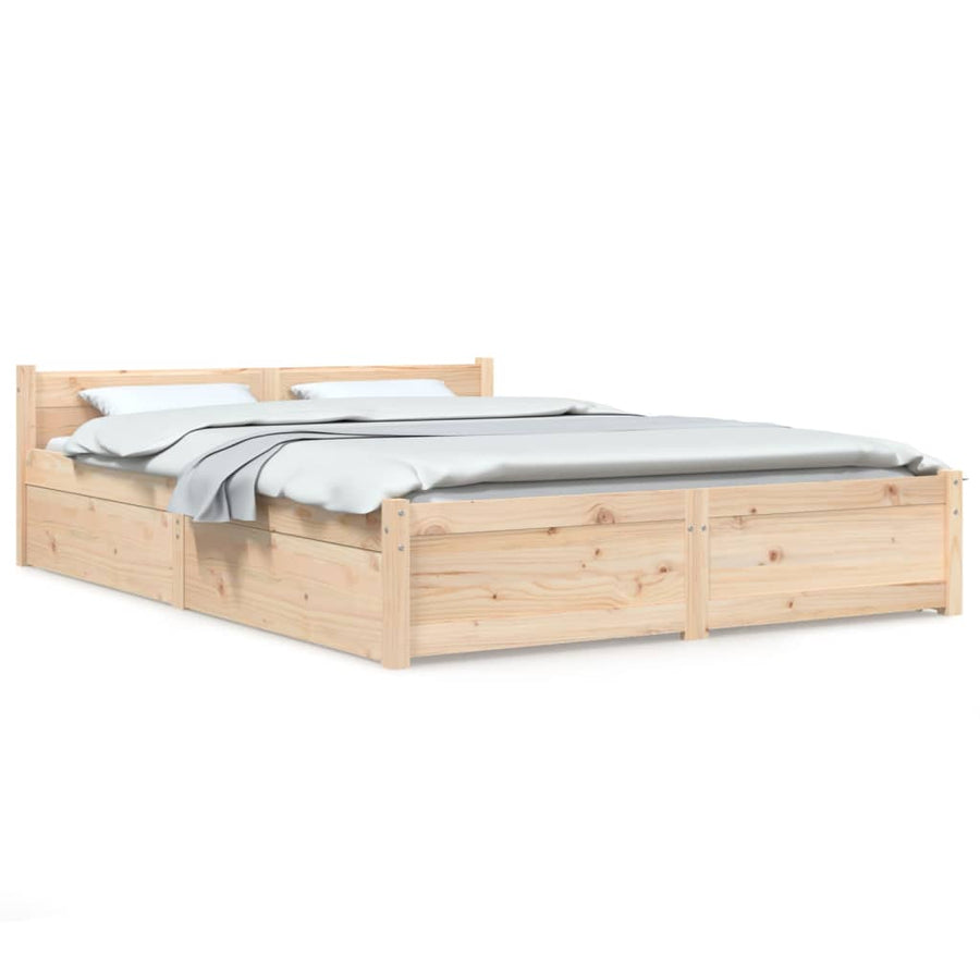 Bedframe Met Lades 140 x 190 cm Naturel