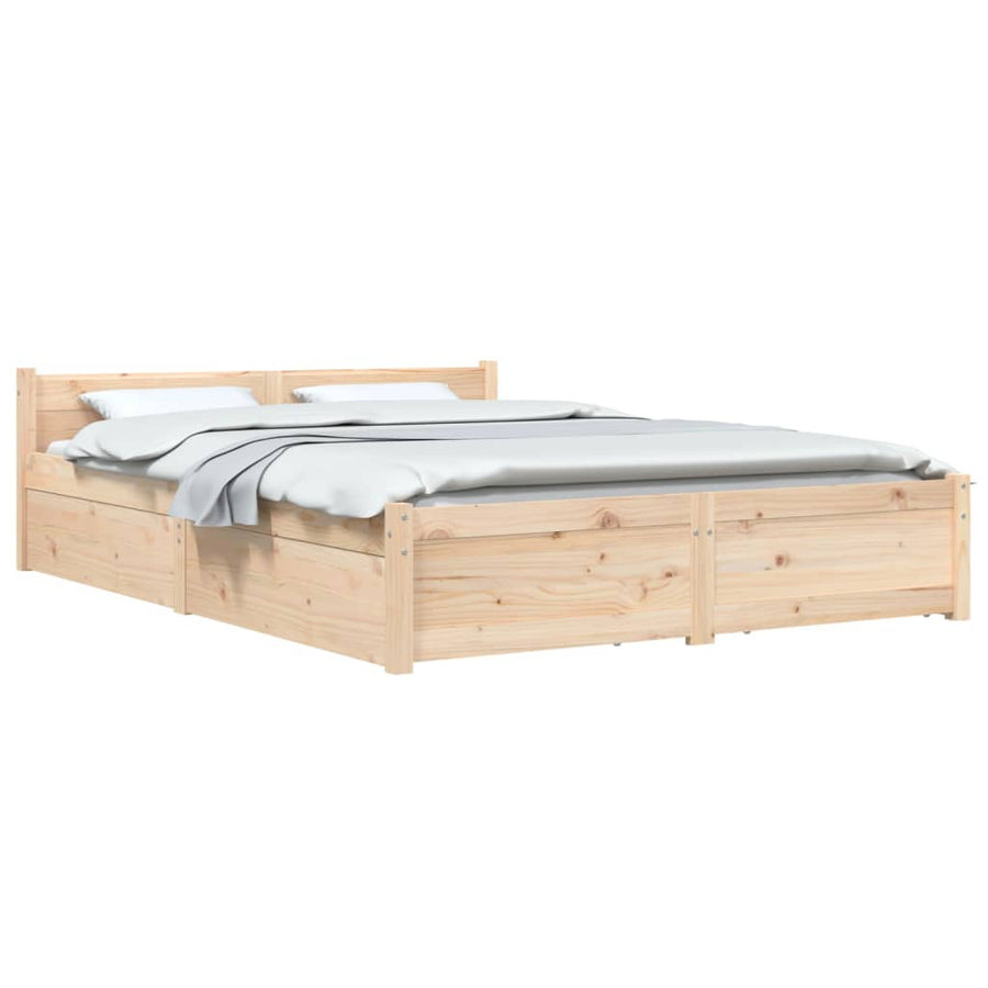 Bedframe Met Lades 140 x 190 cm Naturel