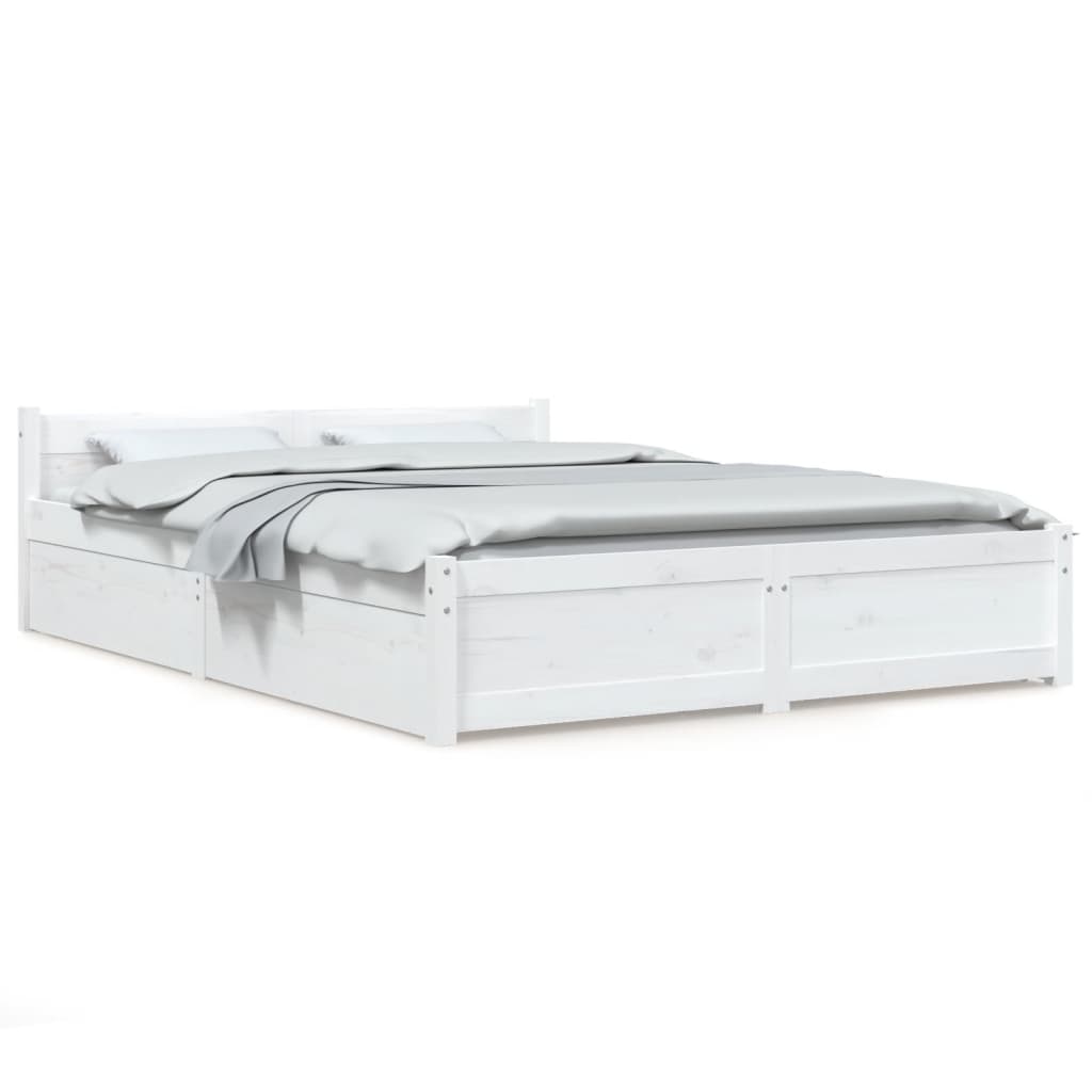 Bedframe Met Lades 140 x 190 cm Wit