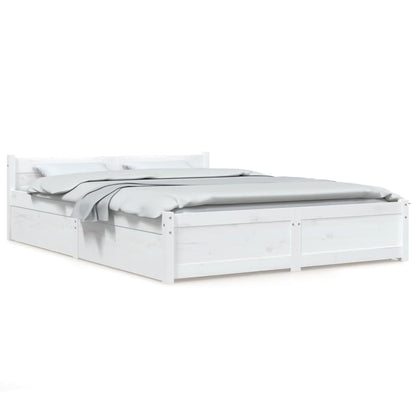 Bedframe Met Lades 140 x 190 cm Wit